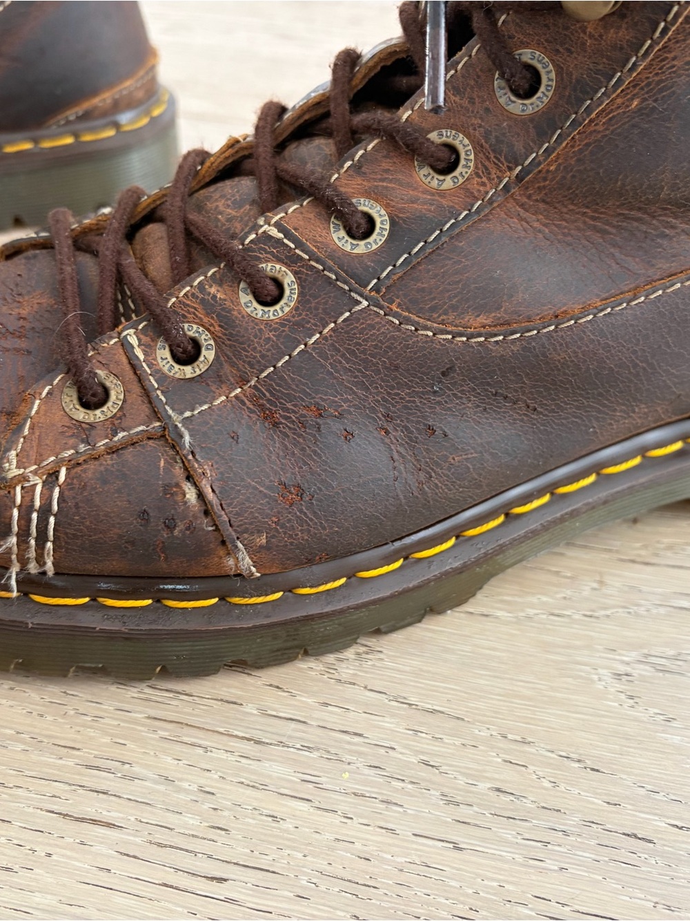Dr. Martens Men's Alderton Brown Leather Lace-Up Rugged Work Boots 11 - Picture 7 of 9